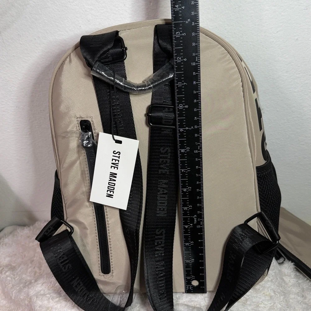 Steve Madden Taupe Nylon Logo Backpack with Detachable‎ Pouch NWT